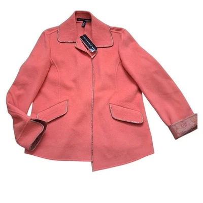 Ellen Tracy Women's Persimmon Open Jacket Blazer Silk Trim Cozy Winter Size 12 - Image 1 of 4