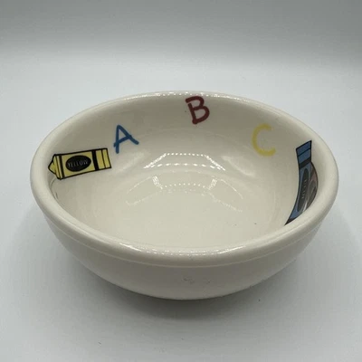 Винтажная детская керамическая миска для перекусов хлопьев Homer Laughlin ABC 5 дюймов - Изображение 1 из 4