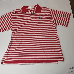 Fairway & Green Polo Shirt Large Red/White Strip Short Sleeve 25 Senior Open - Picture 1 of 9