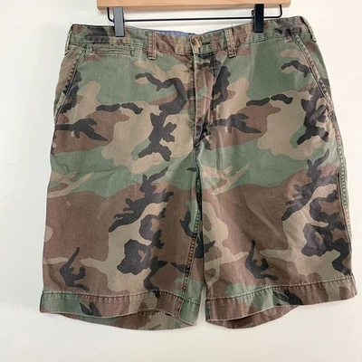 Bermuda Polo Ralph Lauren Grunge Camuflagem Preppy Normcore Exército Acampamento Chino Tamanho 34 - Imagem 1 de 3