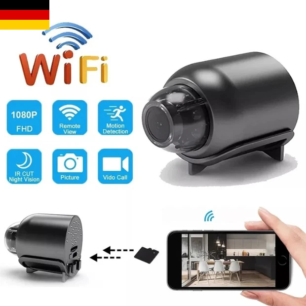 MINI IP KAMERA 1080P WIRELESS WLAN WIFI CAMERA ÜBERWACHUNGKAMERA IR CAM HD NEU - Bild 1 von 4