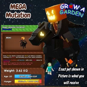 MEGA Headless Horseman. Age/Weight Shown In Photo. Grow A Garden - Picture 1 of 1