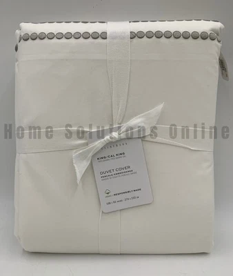 Funda nórdica Pottery Barn Pearl algodón orgánico percal gris niebla King Cal #Q8A Foto 1 de 3