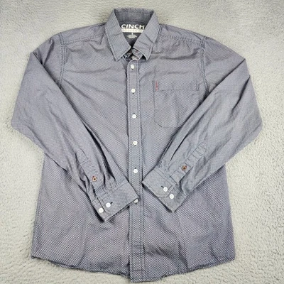 Cinch Shirt Mens Small Gray Red Geometric Modern Fit Button Up Long Sleeve - Image 1 of 4
