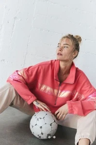 Free People Movement Away We Go Half Zip Iridescent Striping Hibiscus S NEW - Picture 1 of 6