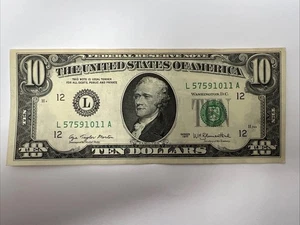 Series 1977 $10 Ten Dollar Bill Error Extreme Ink Smear Paper Money Error #1296 - Picture 1 of 8