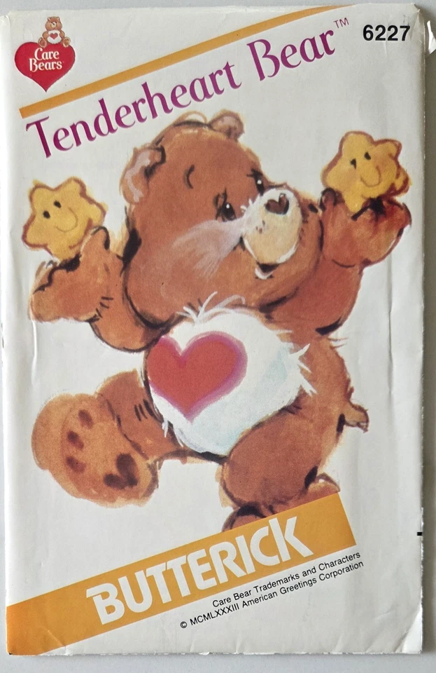 Butterick 6227 Tenderheart Care Bear Pattern Uncut Vintage 1983