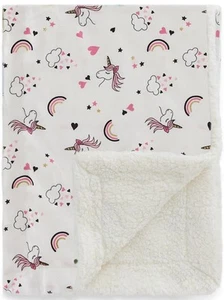 Ukusso Flannel Kids Blanket Unicorn Rainbow 30”x40” - Picture 1 of 5