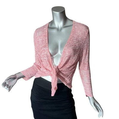 Cárdigan Kim Rogers GRANDE Tejido Abierto Ligero Frente Abierto Mangas 3/4 Rosa Foto 1 de 4