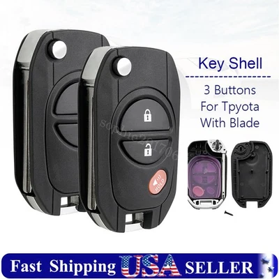 2 Replacement For 2007 - 2018 Toyota Tundra Sequoia Key Fob Remote Shell Case 3B - Image 1 of 4