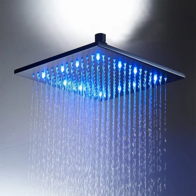 Schwarz LED Duschkopf Luxus 40x40 cm Regendusche Rain Dusch Quadrat Kopfbrause - Bild 1 von 4