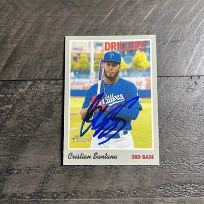 Cristian Santana Signed IP Auto 2019 Topps Heritage Tulsa Drillers #131 AU Card - Image 1 of 4