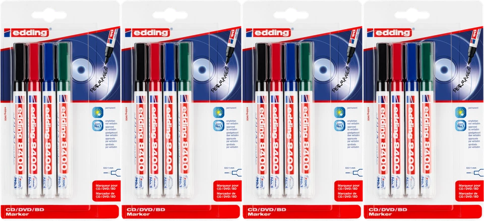 4x edding 8400 CD/DVD/BD Marker sortiert (4er Blister) - Bild 1 von 1