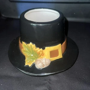 New YANKEE CANDLE THANKSGIVING PILGRIM HAT LARGE SHADE TOPPER - Picture 1 of 4