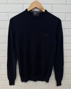 Fred Perry Merino Wool Navy Blue Jumper Sweater Men’s Size S - Picture 1 of 12