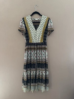 Vestido bohemio One September cuello en V manga corta floral retazos para mujer’s s Foto 1 de 4