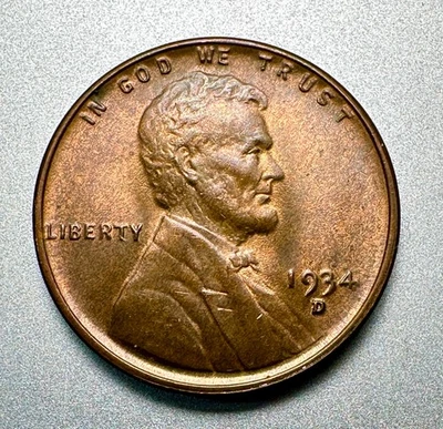1934-D   LINCOLN CENT   CHOICE BU   RB    BETTER DATE  #9755 - Image 1 of 2