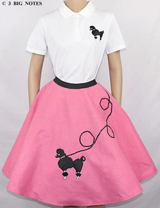 NUEVO 6 PIEZAS FALDA CANICHE ROSA MEDIANA AÑOS 50 CONJUNTO ADULTO TALLA XL/3X CINTURA 40""-48"" L25 - Imagen 1 de 1