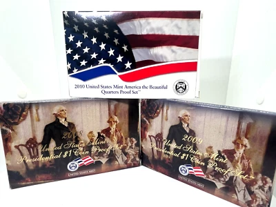 US Mint 2010 Quarters Proof Set, 2008 & 2009 Presidential $1 Coin Proof Sets - Image 1 of 4