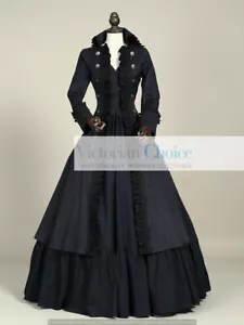 Black Victorian Steampunk Penny Dreadful Military Dress Game of Thrones Punk 176 - Picture 1 of 6