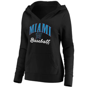 Miami Marlins Hoodie Women's 2XL Black Victory Script Crossover Neck Fanatics - Picture 1 of 3