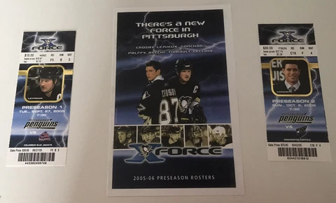 Sidney Crosby 2005 Rare Rookie Year Home Debut Pre-Season  Game 1 & 2 Tickets + Cover