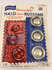 VINTAGE PRIMS Halo insert Buttons 3 total Size 36 - 7/8 NOS NIP Gold Style 212 - Bild 1 von 2