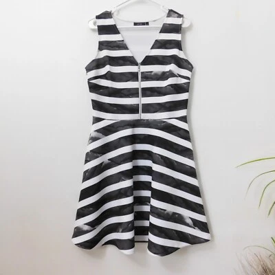 Vestido APT 9 sin mangas con bolsillos midi largo hasta la rodilla blanco y negro 73277 para mujer 12 Foto 1 de 4