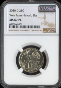 2020-D Weir Farm Quarter NGC MS67 PL Auction - Picture 1 of 2