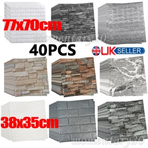 40PCS 3D Tile Brick Wall Sticker.Self-adhesive Waterproof Wallpaper Foam  Panels - Picture 1 of 22