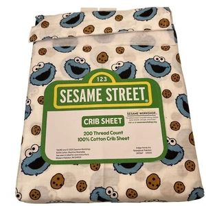 Sesame Street Cookie Monster 200 Thread Count 100% Cotton Crib Sheet 28" X... - Picture 1 of 4