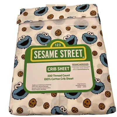 Sábana para cuna Sesame Street Cookie Monster 200 hilos 100 % algodón 28" X... Foto 1 de 4