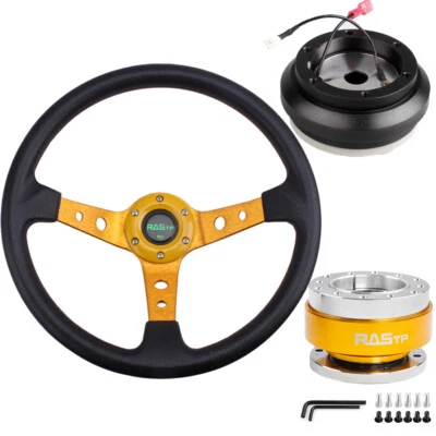 Gold Steering Wheel Short Hub Adapter+Quick Release for Honda Civic 92-95 EG Foto 1 de 4