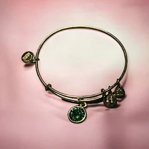 Alex & Ani May Birthstone Bracelet Green Swarovski Rivoli Gold Tone NWOT - Picture 1 of 4