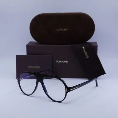 Tom Ford FT5012-B 001 Shiny Black/Clear Blue Light Block 53mm Eyeglasses New ... - Image 1 of 4