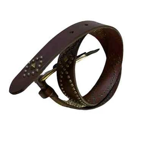 NWT Ralph Lauren Women's Brown Leather Copper Rivets Studded Belt Sz 26 28 30 32 - Picture 1 of 10