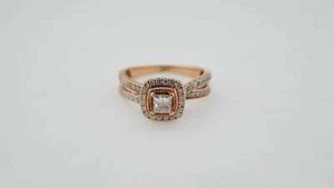 14K Rose Gold Halo Diamond Ring #25094B - Picture 1 of 8