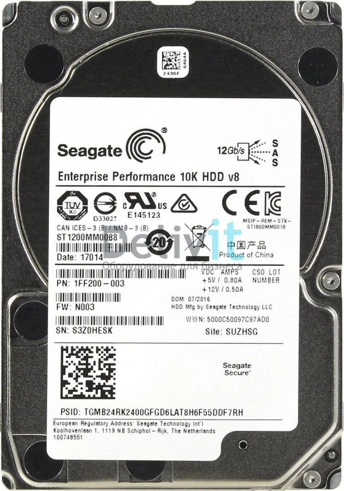 Seagate ST1200MM0088 1.2TB 2.5" 10K 12Gb/s SAS Hard Drive - Image 1 of 1