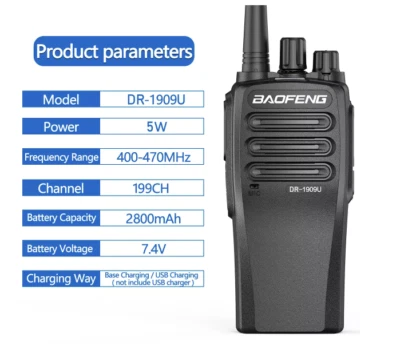 BaoFeng DR-1909 DMR Walkie Talkie 5W UHF 400-470MHz Two Way Radio 2800mAh Batter - Image 1 of 4