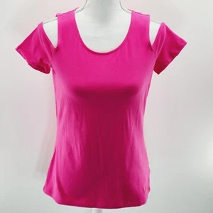 Michael Kors Women's Basics Electric Pink Cold Shoulder Top Sz S NWT MSRP $59.50 - Picture 1 of 5