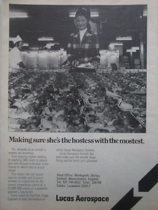 11/1975 PUB LUCAS AEROSPACE SYSTEMS AIRLINER AIRLINES MEAL HOSTESS STEWARDESS AD - Imagen 1 de 1