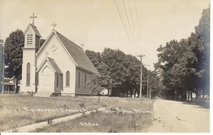Postal antigua RPPC Iglesia Episcopal Paw Michigan - Imagen 1 de 2