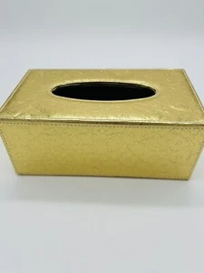 Faux Gold Tissue Box Cover Case Holder for 3.1" Tall Tissue Boxes Standard Size - Picture 1 of 4