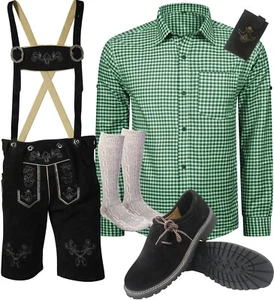 Conjunto tradicional de hombre pantalones cortos de cuero tradicional 6 piezas conjunto tradicional cuero auténtico SKHGH09 - Imagen 1 de 12