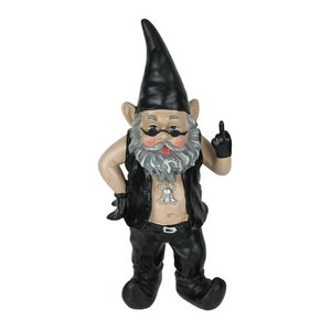 Gnoschitt The Gnasty Biker Garden Gnome Decorative Statue 12.5 Inches Tall