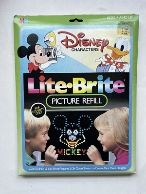 Personajes Disney 1983 Lite Brite Imagen Repuesto en Paquete Original Abierto Foto 1 de 2