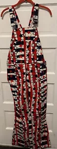 Vintage 70er Jahre rot weiß blau USA Sterne Streifen Glockenunterteil Overalls Unisex 34x32 - Bild 1 von 21