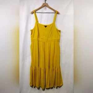 NWT Torrid Midi Rayon Sling Tiered Dress Women's 3X Mustard Yellow Boho Retro - Picture 1 of 10