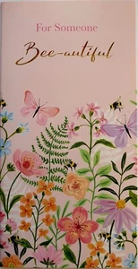 Pink Floral Gift Voucher Card Money Wallet Card "For Someone Bee-autiful" NEW - Picture 1 of 2