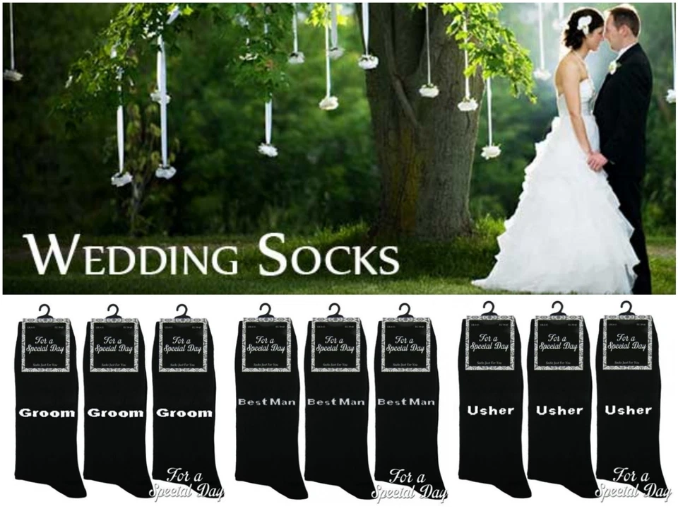 1 Mens Boys Bride Groom Bestman Cotton Wedding Day Celebration Socks All Sizes - Image 1 of 1